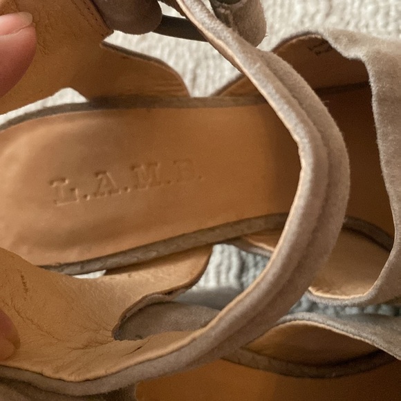 L.A.M.B. Gwen Stefani Suede Cut Out Platform Wedge Sandals Lamb size 8.5 - Picture 12 of 12